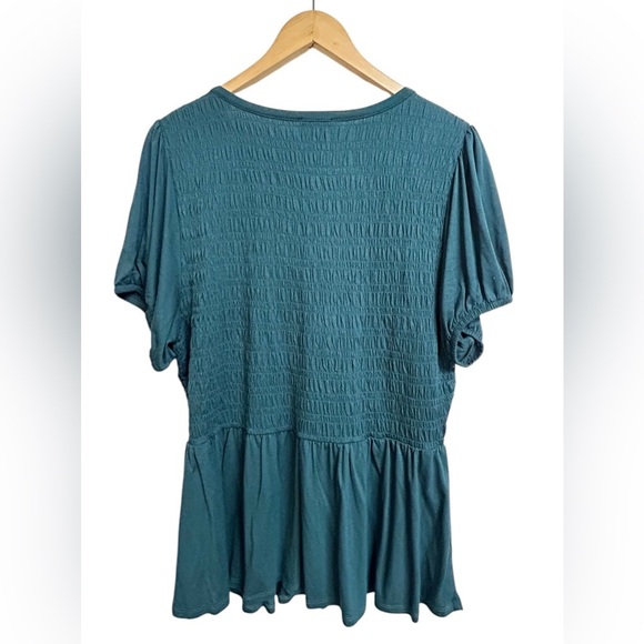 Lane Bryant Teal Classic Smocked Peplum Top Size 18/20 2X NWT - Picture 6 of 9